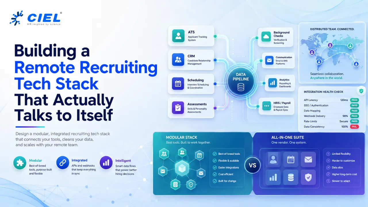 How to evaluate, integrate & budget for a remote recruiting tech stack — ATS integration, modular vs all-in-one platforms, security & scalability.